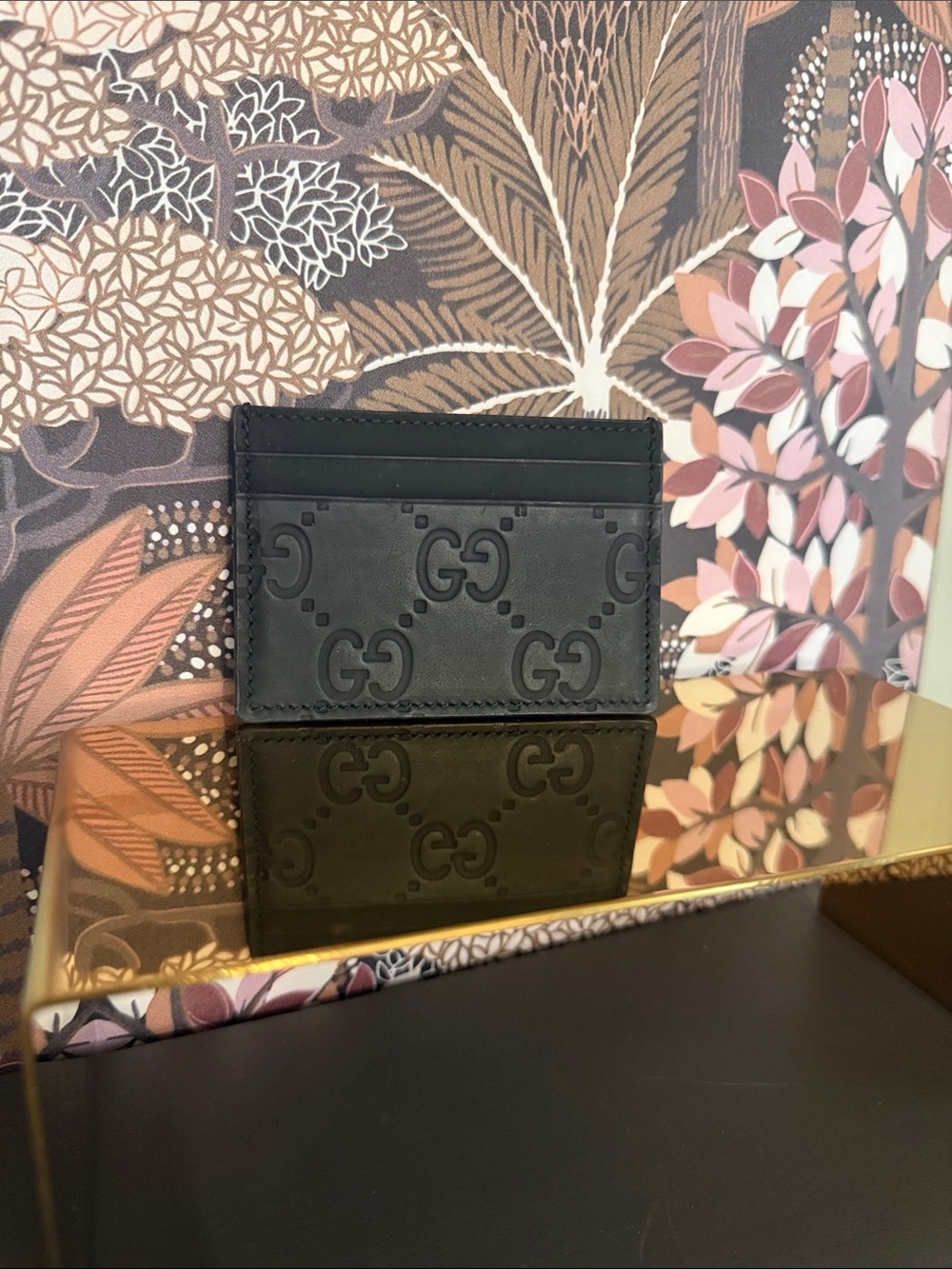 Gucci Matte Black Jumbo GG Card Case